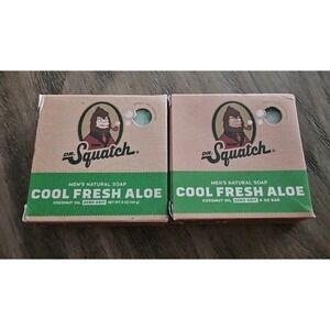 2X Dr. Squatch Mens Natural Soap Cool Fresh Aloe 5 Oz Coconut Oil Zero Grit